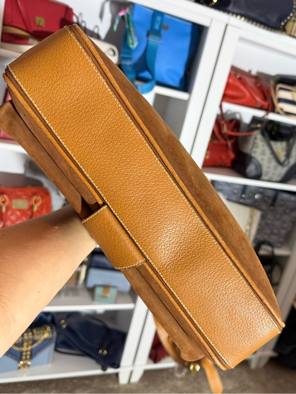 Fendi Two-Tone Tan & Brown Leather & Suede Messenger Crossbody Bag - Picture 8 of 14